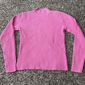 WISPR Pink Ribbed Moc Neck Sweater Top Sz S